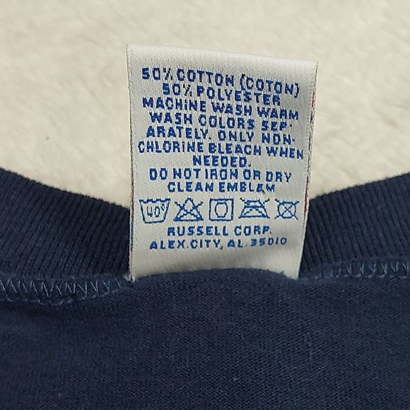 Vtg 90s Russell Athletic Cleveland Indians Navy Blue V-Neck T-Shirt Size Large - Picture 5 of 9